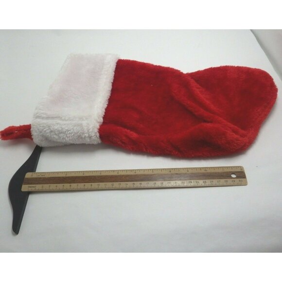 Christmas Stocking Red Fleece White Plush Trim 14 inch Lot 3 - Picture 7 of 8